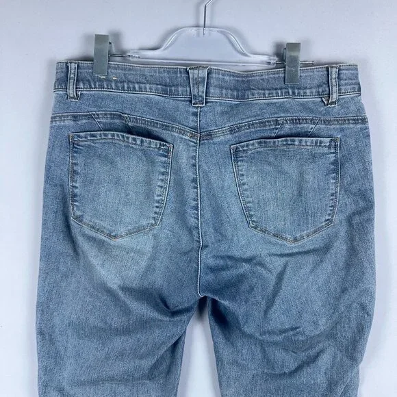 Democracy Ab Technology Jeans Bootcut Womens Size 14 Distressed Mid Rise Blue - Picture 3 of 11